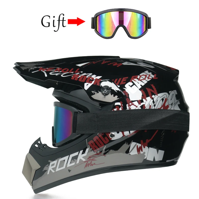 

Teenage professional off-road racing helmet, motorcycle off-road helmet, DOT approved motocross goggles gift package