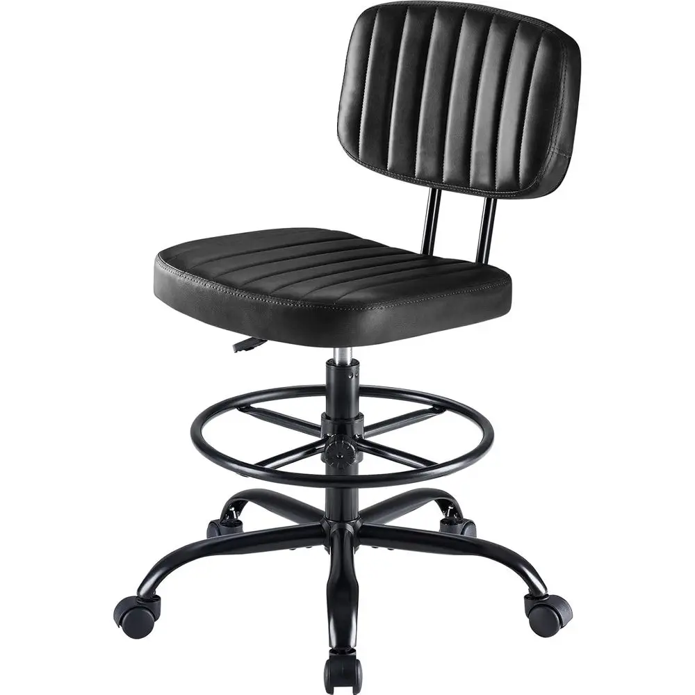 

ArmlDrating Chair, Low Back Oice Seat with Adjustable ootrest Ring or Standing Desk, Ergonomic PU Leather Oice Seating, Swivel