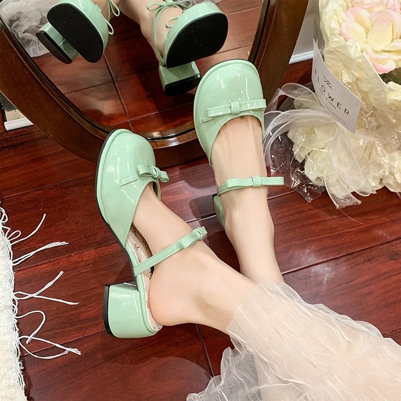 Bow Mary Jane Baotou Sandals Women 2025 Summer New Outside Wear Fairy Skirt Fashion Block Heel High Heels view 5