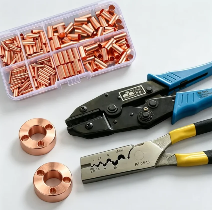 5Pcs ID 1 2 3 4 6 8-18mm GT Red Copper Connecting Tube Pure Copper Cable Lug Wire Butt Connector Copper Ferrule Wiring Sleeve