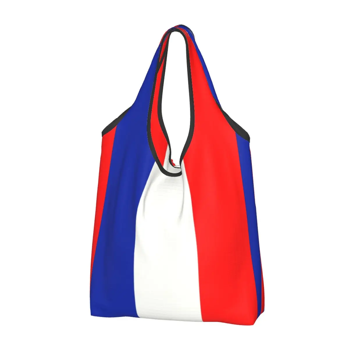 Kawaii Print French Flag France Shopping Tote Bag Portable Shopper Shoulder Handbag