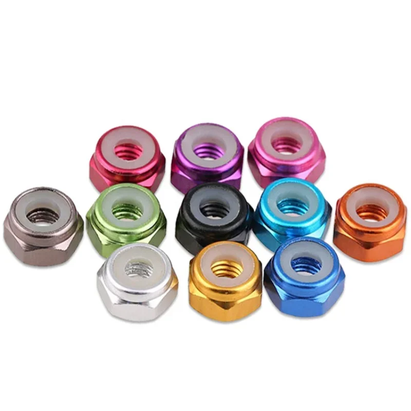 10pcs M2 M3 M4 M5 Colorful Aluminum Alloy Anodized Lock Nut Blue Orange Purple Green Red