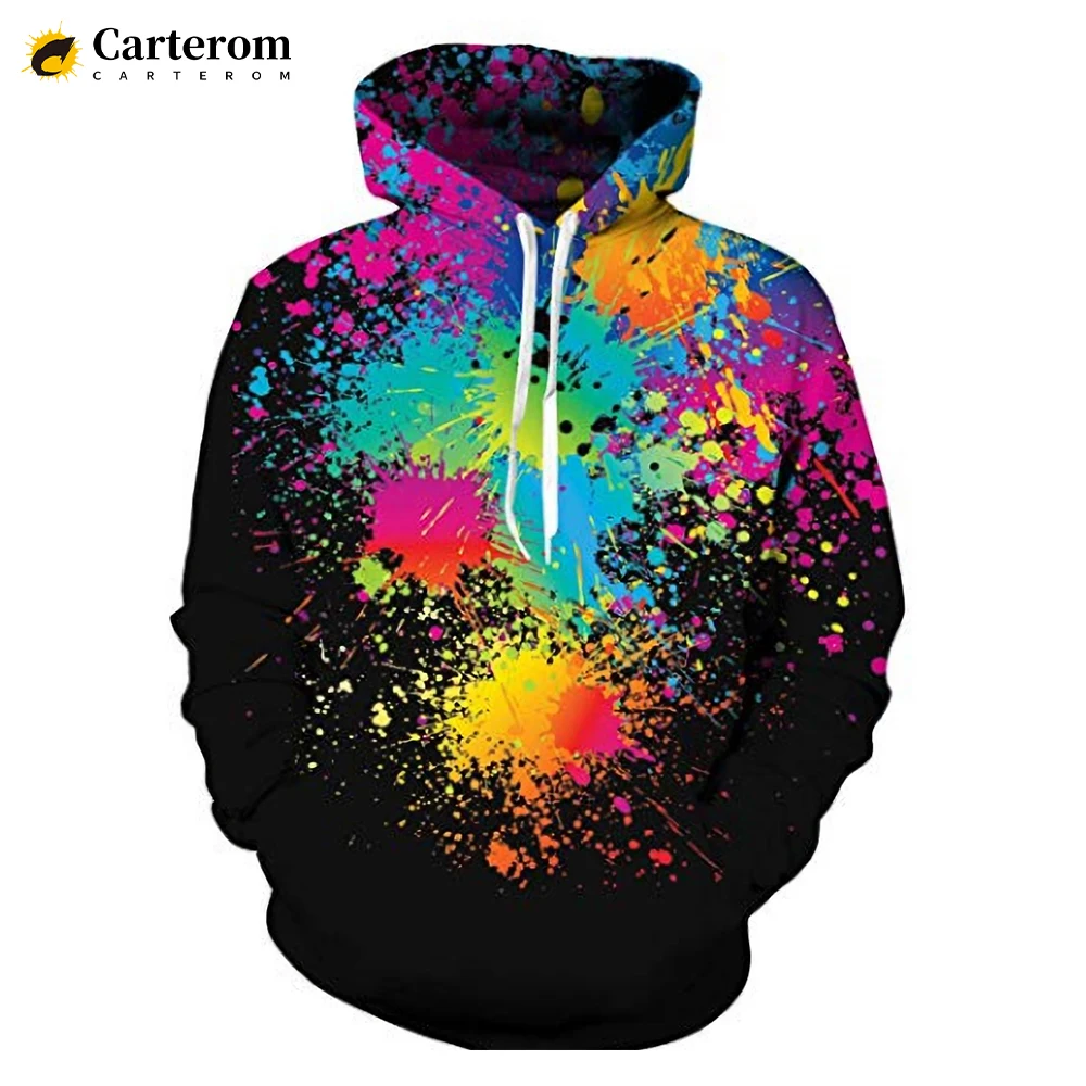 

2023 New Paint Splatter Tie-dye 3D Print Hoodie Sweatshirts Men Women Fashion Casual Hoodies Rainbow Paint Splatter Pullover