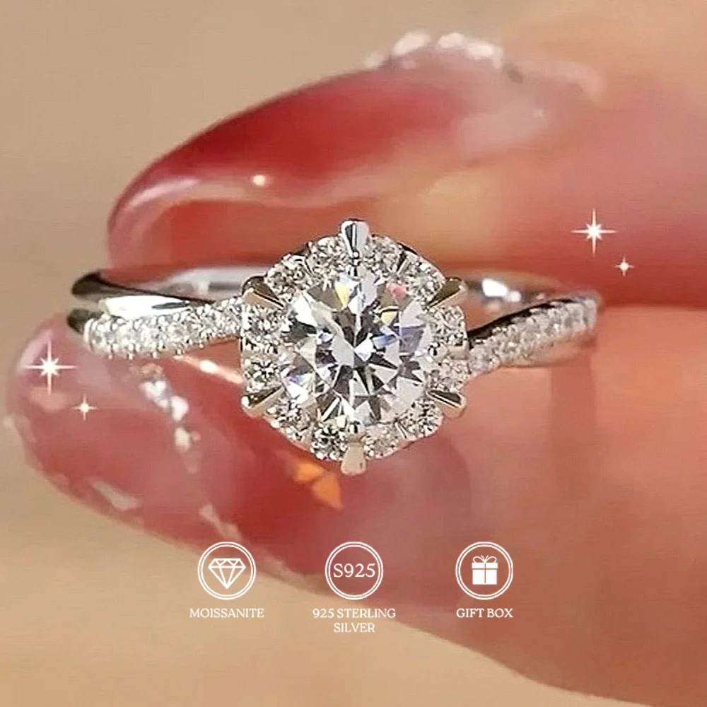 

1pc 0.5/1Carat Elegant and Simple, Clever Moissanite Ring - Made of 925 Silver, Perfect for Everyday Wear.