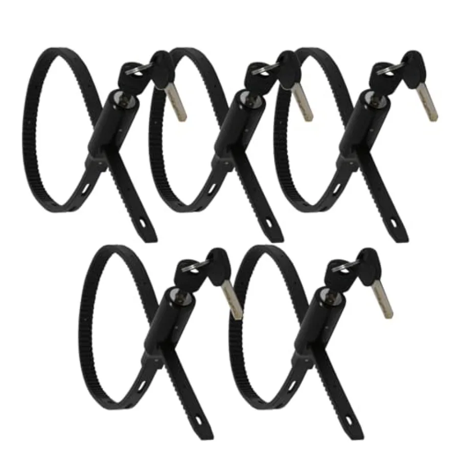 Adjustable Zip Tie Lock for Refrigerator Door Cabinet Bike Stroller Helmet - Multi-Purpose Keyed French Door Lock - Stainl Stee
