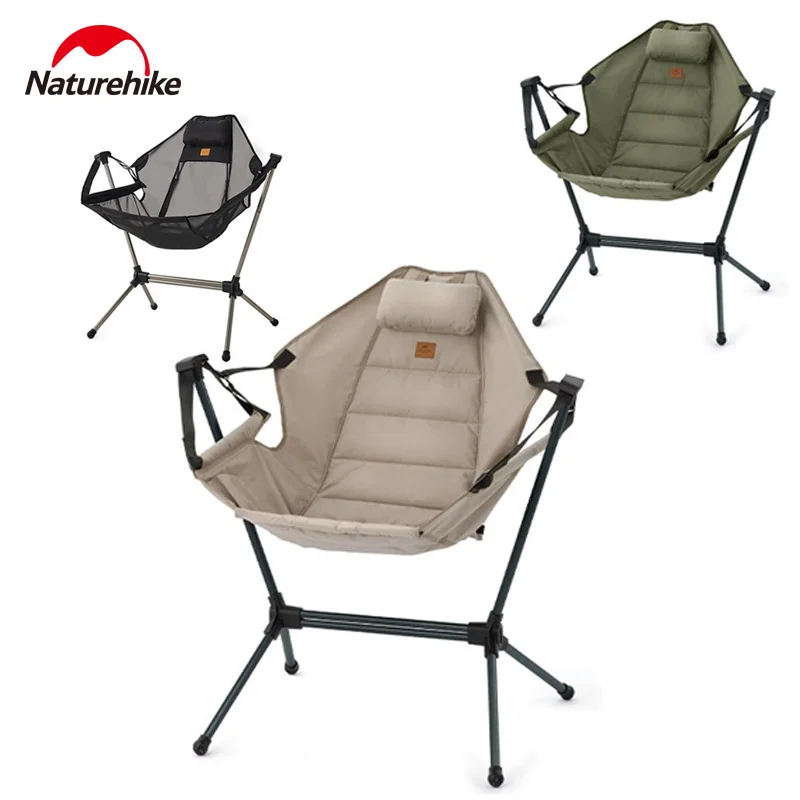 

Naturehike Foldable Rocking Chair With Pillow Outdoor Camping Travel Fishing Picnic Beach Comfortable Armchair Backrest Seat