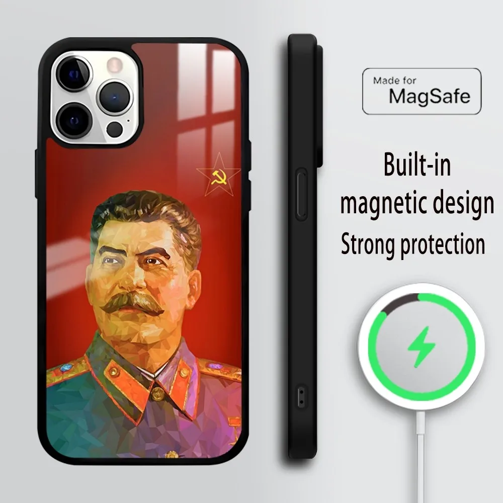 Russian Commander Stalin Phone Case For iPhone 16 15 14 13 12 11 Pro Max Plus Mini Mirror Wireless magnetic case