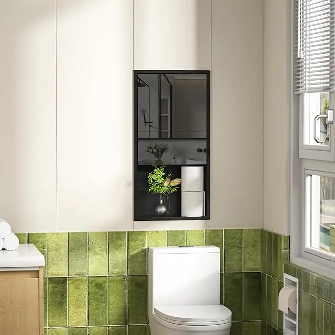 Modern Recessed Luxury Bathroom Built-in Glass Door Shower Niche Durable SUS 304 Stainless Steel Space Saving Waterproof