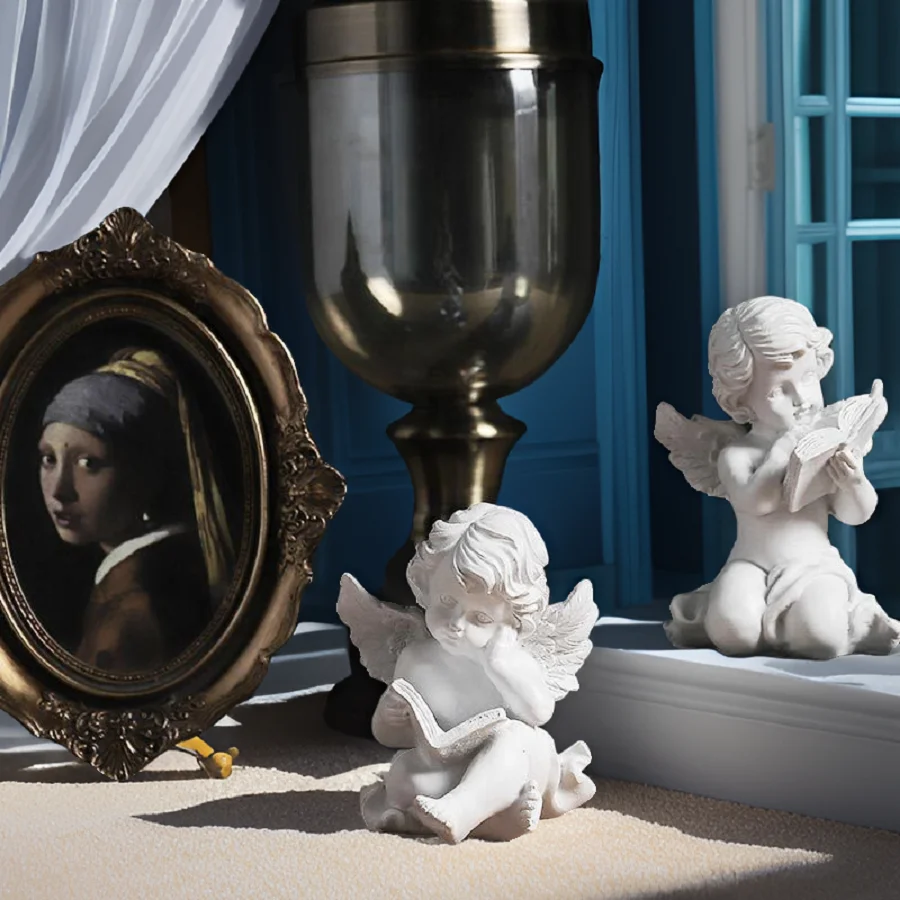 1pc Cute White Angel Sculpture - Perfect for garden, home decoration and souvenirs, creative decorative resin crafts, table decoration, Christmas decoration, New Year decoration