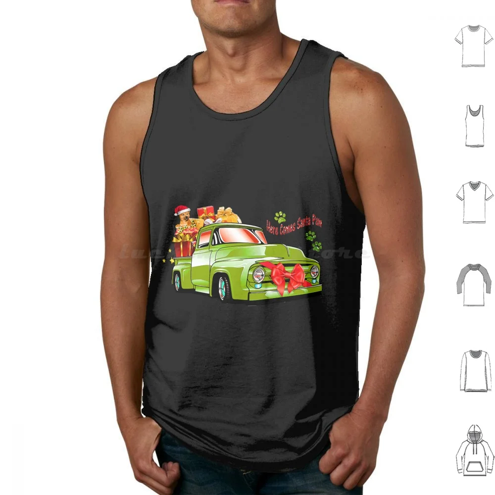 Merry Christmas Here Comes Santa Paws T-Shirt Tank Tops Vest Sleeveless For Special Kids Merry Christmas Snow Holiday Merry
