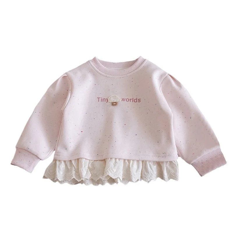 Hoodie Western Style Childrens Personality Trend Korean Version Three Dimensional Mushroom Letter Lace Top