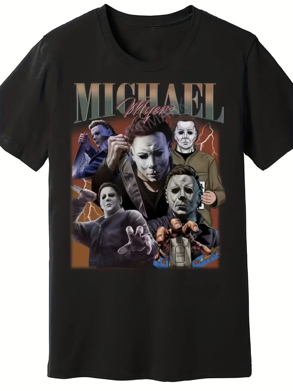 

Men'S Horror Graphic T-Shirt Tee Michael Myers Laurie Strode Design Stretch Knit Fabric All-Season Casual Shirt for Halloween