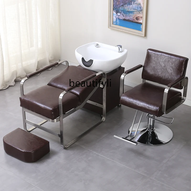 Barber Shop for Hair Salon Bed New Fashion Hair Salon Beauty Salon Shampoo Bed Barber Shop Hairdressing Chair