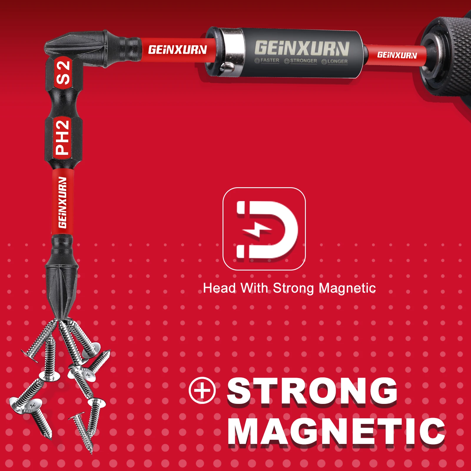 Ударный магнитный Geinxurn, 31 шт. # 1/ # 2/ # Набор из 3-х крестообразных отверток, легированная сталь S2 с органайзером для хранения