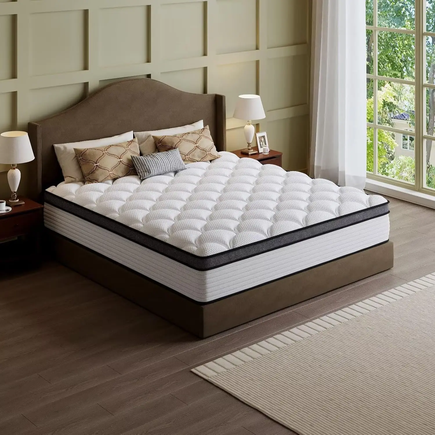 Full Size Mattress, 14 Inch Hybrid Bed in a Box, Green Tea & Cooling Gel Memory Foam, CertiPUR-US Certified,, Customized