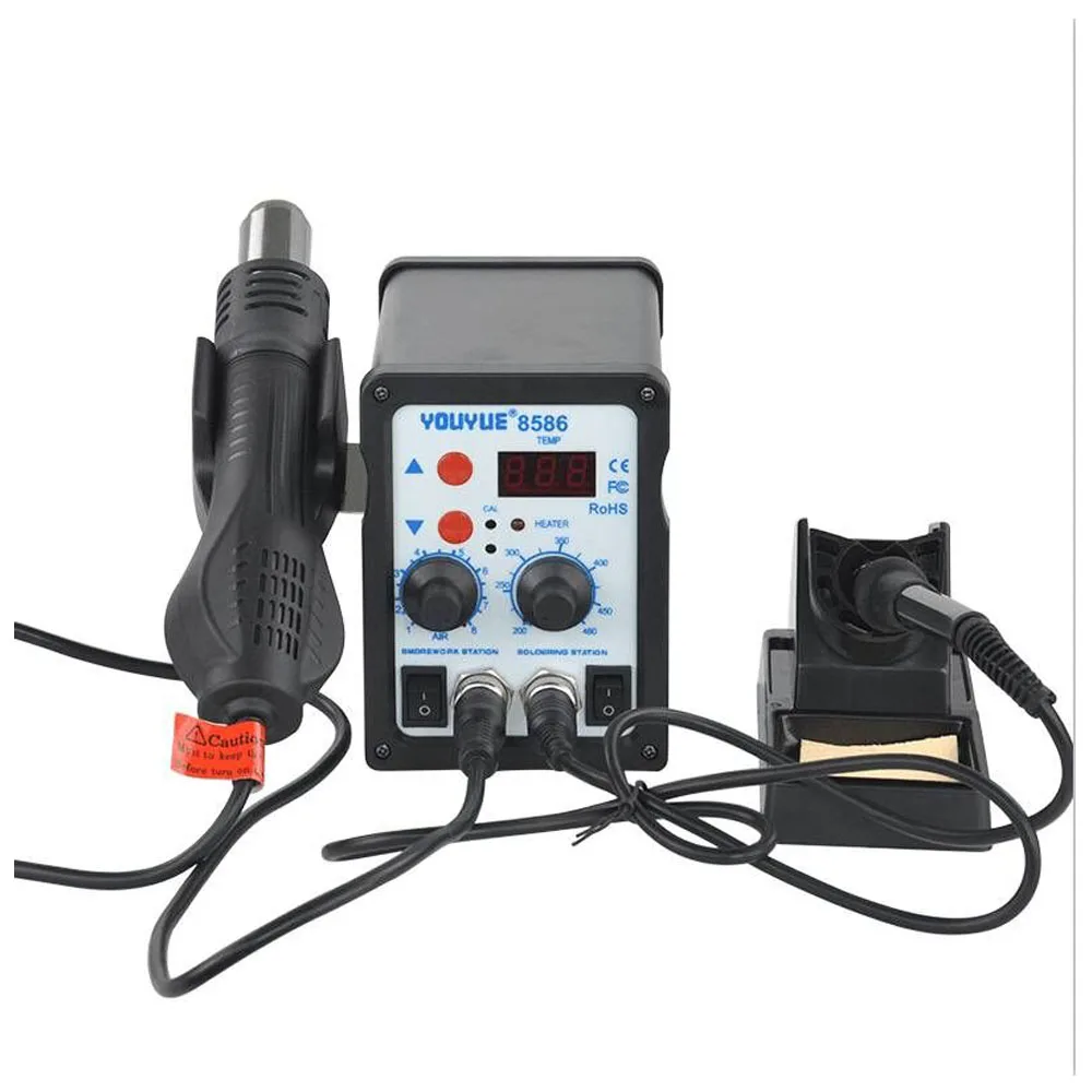 

220V/110V 700W Soldering Station 2 in 1 SMD Rework Station Hot Air Gun + Electric solder iron Station YOUYUE 8586