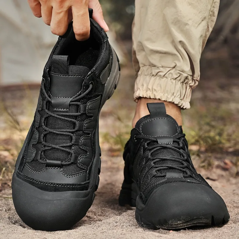 Zapatos de Senderismo para Hombre de Cuero de Gamuza, Antideslizantes, Resistentes al Desgaste, Transpirables, para Trekking, Escalada, Camping, Viajes y Uso Casual