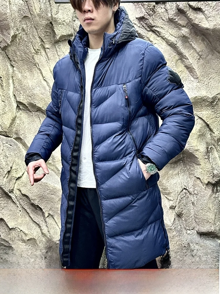 

Мужская хлопковая куртка Thiened Fce, теплая осенне-зимняя верхняя одежда, повседневное молодежное длинное пальто с капюшоном-стойкой