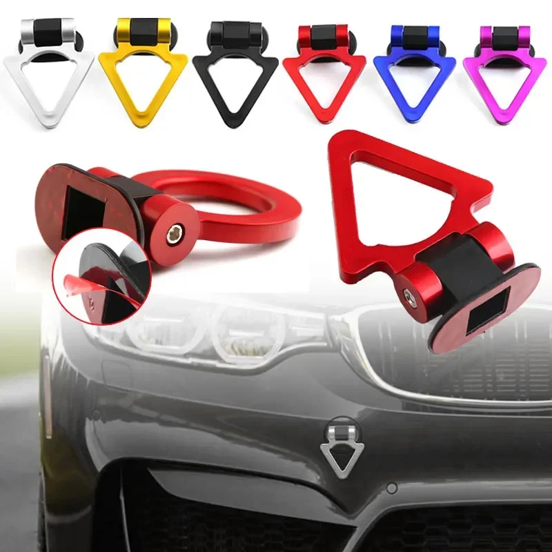 2 designs Car Styling Trailer Hooks Sticker Decoration Car Auto Rear Front Trailer Simulation Racing Ring Vehicle Towing Hook