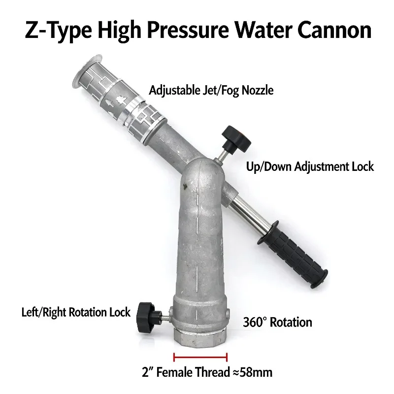 360 Degree Adjustable Z-Type High Pressure Water Cannon Spray Nozzle Multi Mode for Sprinkler Truck Green Irrigation Fire Use