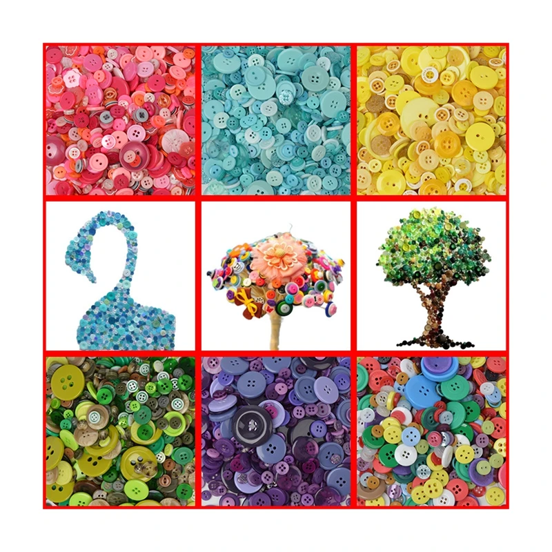 50pcs random circular mixed color resin button painting children's DIY handmade material bag