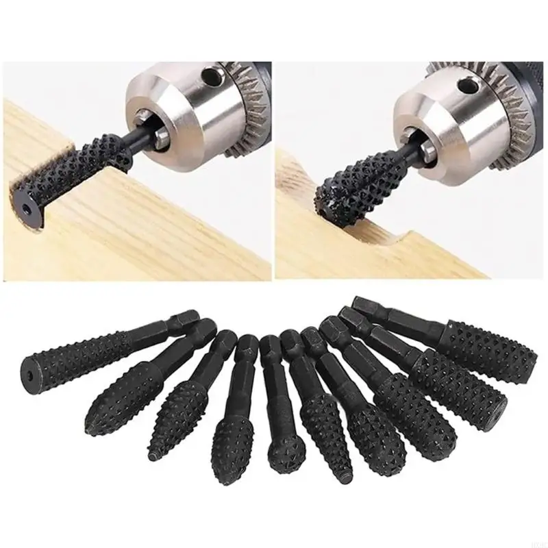 10pcs Rotary Burr Rasp File Set untuk Kerajinan Patung Detail Kayu Rumit