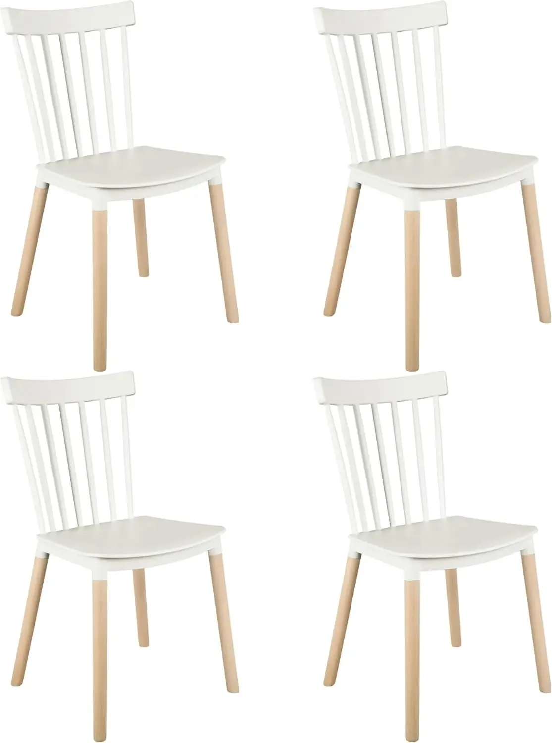 Armless Modern Plastic Chairs with Wood Legs for Living, Bedroom, Kitchen,  Room, Restaurants, Cafes, S