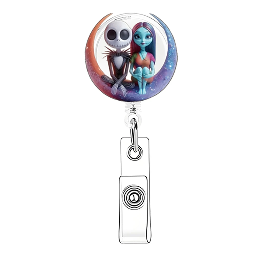 Nuevo acrílico Correctable enfermera insignia desplazamiento moda Navidad Horror noche esqueleto Jack pareja ID titular llavero