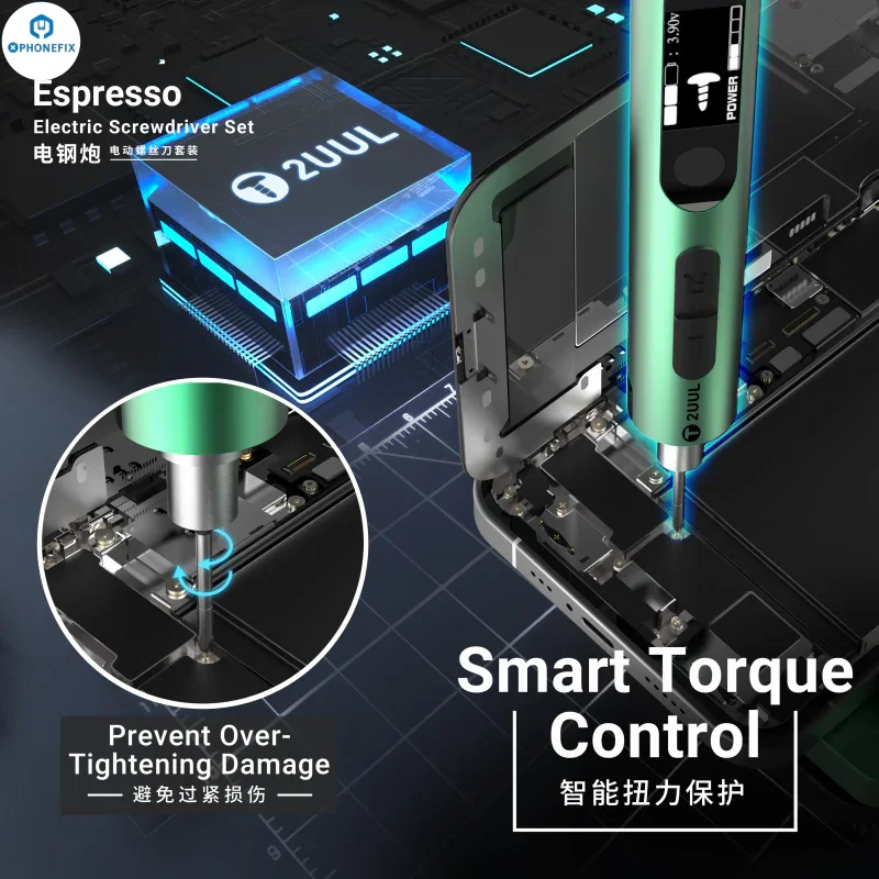 2UUL SD11 Espresso Electric Screwdriver with 4pcs S2 Bits for Mobile Phone Electronic Product Disassembly Repair Tool