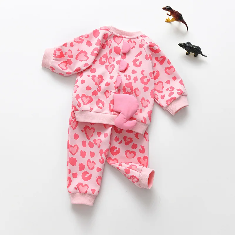 

Leopard Print Baby Clothes Autumn Children's Set Sports Style Tops+Pants Two piece set Child Cotton Long Sleeves Baby Suit 0-3 y