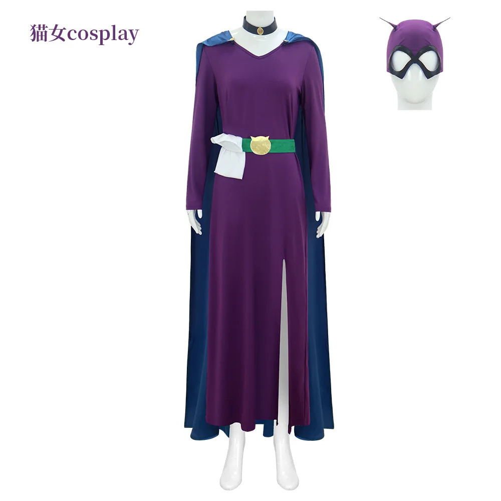 

Selina Cosplay Mask Kyle Costume Adult Women Cat Roleplay Belt Cloak Neckband Fancy Party Halloween Carnival Disguise Suit