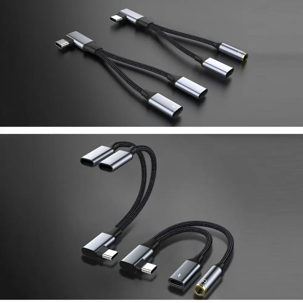 Professional Data Transfer USB Type C Audio Converter DAC Decorder 2 in 1 Charging Cable Elbow Laptop USB-C to 3.5mm Home Office