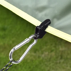 10Pcs Camping Tarp Clips with Carabiner Hanging Hooks Fixing Tarp Clamps Tent Securing Clip for Outdoor Grill Camping