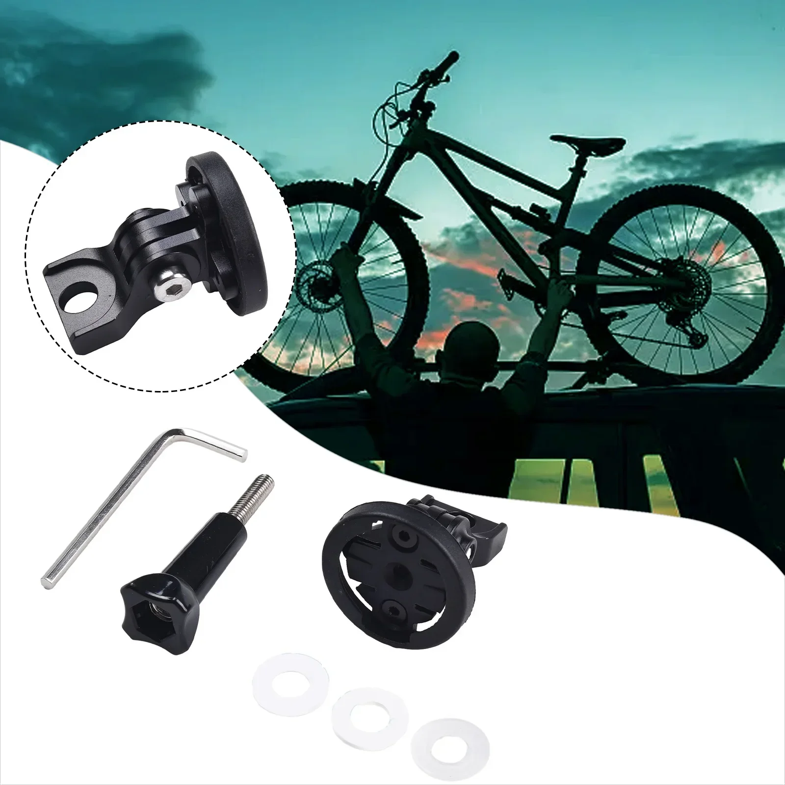 

Secure Bike Camera Mount Bracket Holder for Garmin For Brom pton Bicycle Computer Aluminum Alloy + ABS (Black)