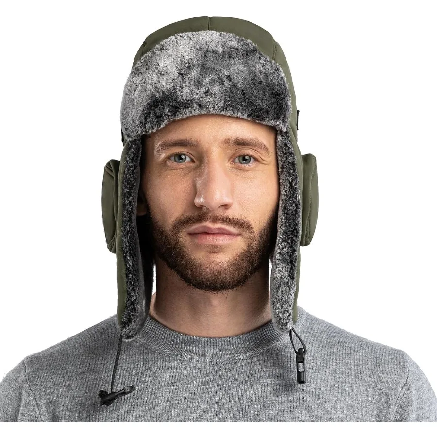 

Мужская зимняя шерстяная шапка-бомбер с ушками, русская шапка, женская теплая флисовая водонепроницаемая шапка-ушанка, уличная лыжная охотничья шапка для подростков
