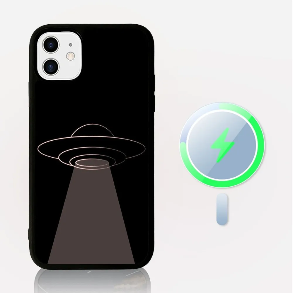 Alien Martian UFO Phone Case Magesafe Magnetic Wireless Charge Case For IPhone 16 11 12 13 14 15 Pro Max Plus Mini