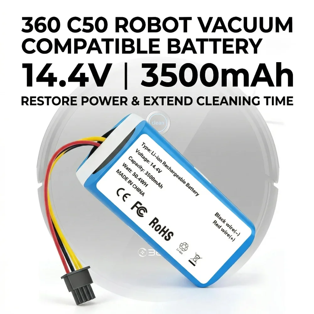 Rechargeable 14.8V 2600mAh Lithium Ion Battery For 360 C50 Proscenic 780T 790T Conga 1490 Robot Vacuum Cleaner Spares
