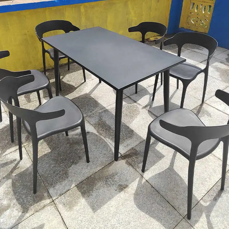 Outdoor table Carbon steel rectangular dining table and chairs Leisure outdoor restaurant Exterior setting area