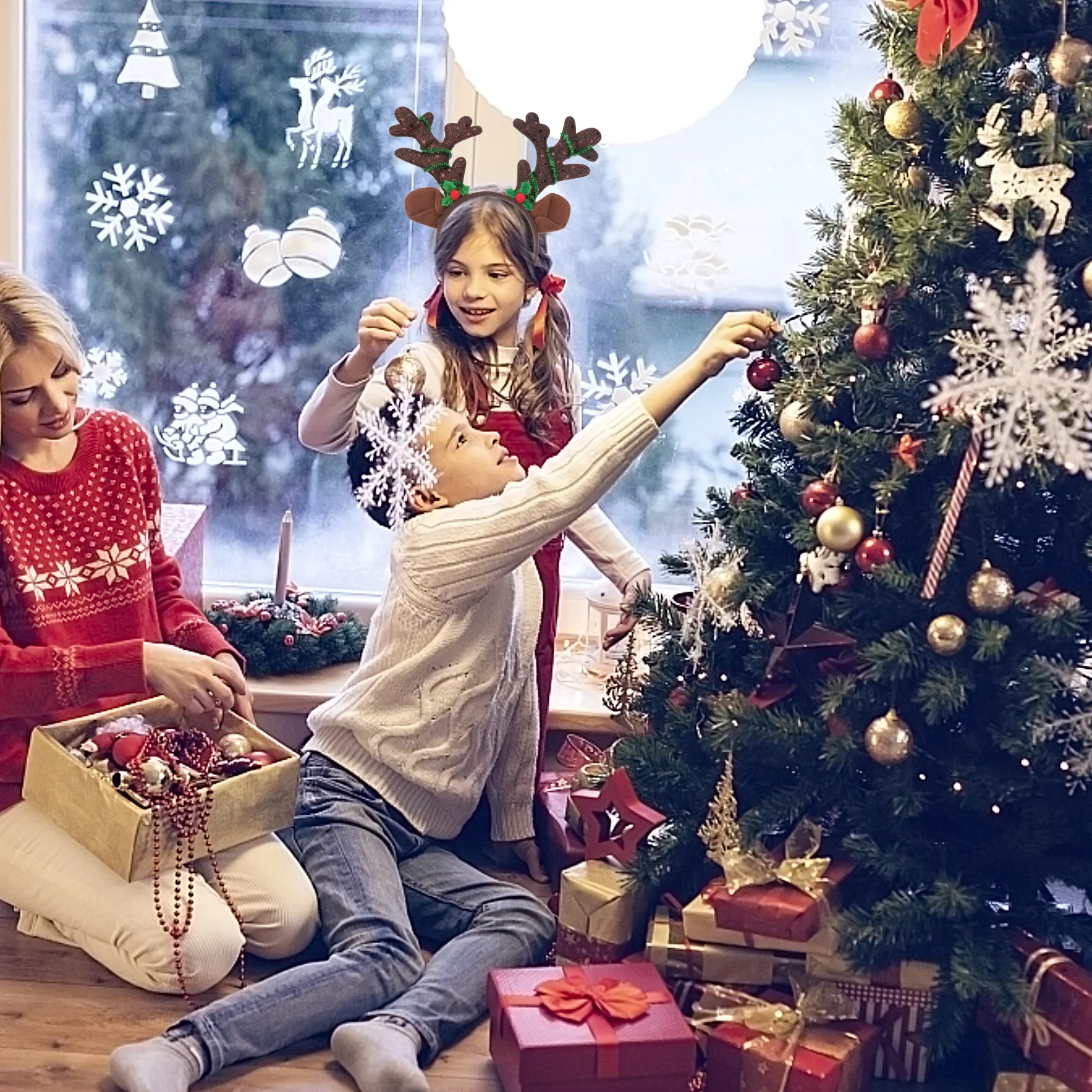 

6Pcs Christmas Deer Antlers Headband Light Up Headdress Perfect Xmas Party Costume Accessories Festive Photo Props