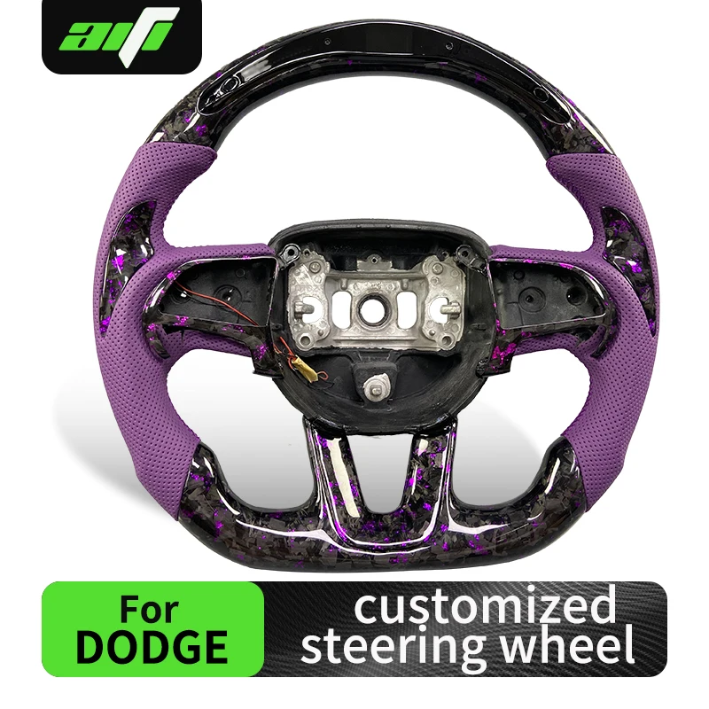 

For Dodge Challenger SRT Hellcat 2014 2015 2016 2017 2018 2019 2020 LED Display Carbon Fiber Steering Wheel