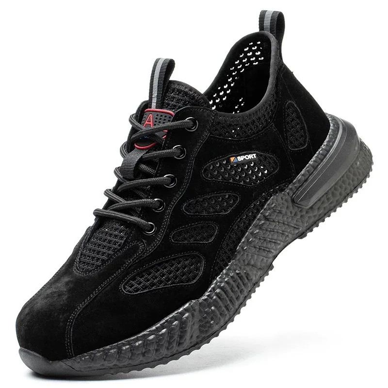 

Men's Breathable Work Shoes Summer Comfortable Non-slip Hollow Sneakers Fashion Designer Soft Sole Casual Running Shoes