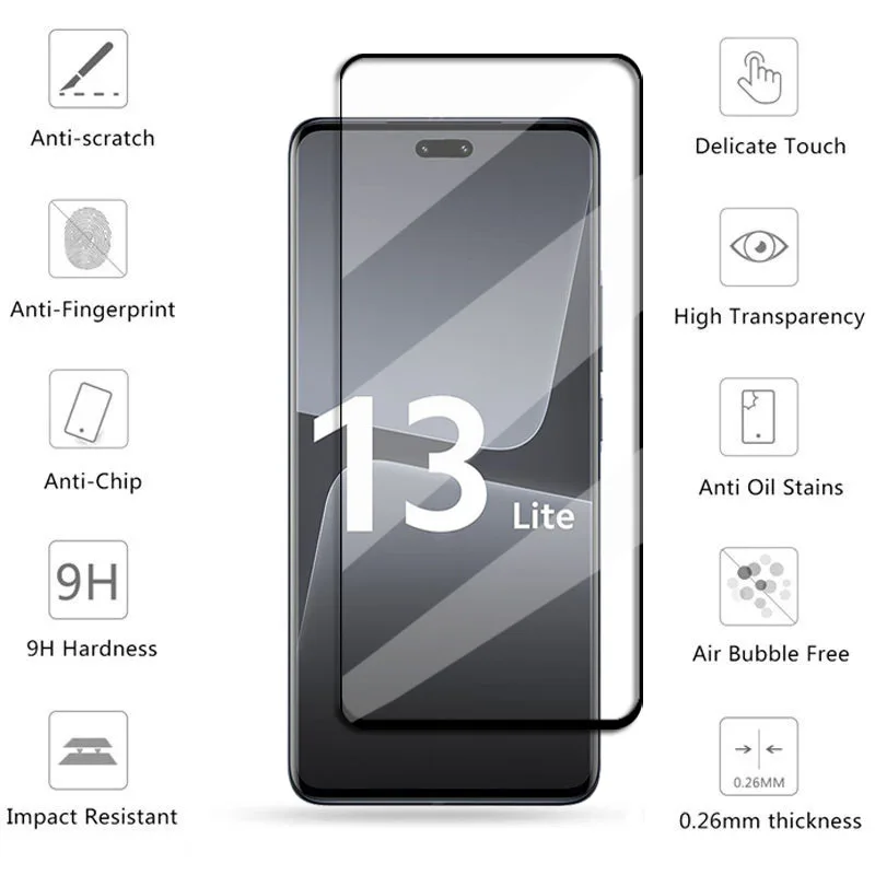 Full Cover Glass For Xiaomi 13 Lite Screen Protector For Xiaomi 13 Lite Tempered Glass Protective Phone Film For Xiaomi 13 Lite