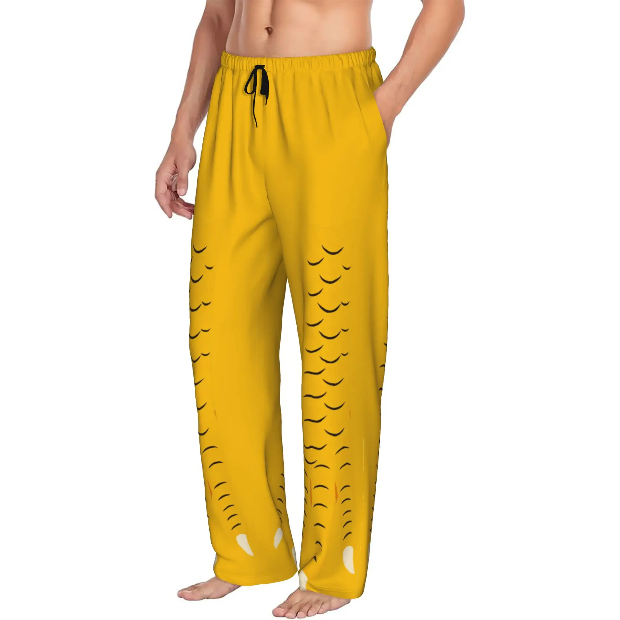 Custom Funny Chicken Feet Pajama Pants Sleepwear Men Elastic Waistband  Sleep Lounge Bottoms with Pockets view 2