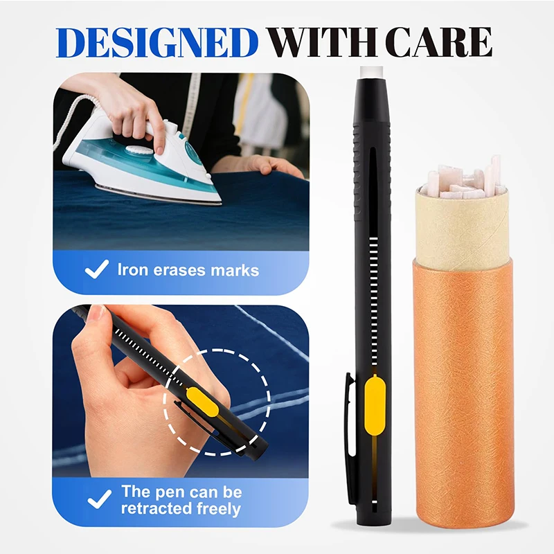 New 2 Pens+20 Premium Refills Chalk Pencil Patchwork Disappearing Fabric Marker Pens For DIY Craft Sewing Marking Chalk Sewing