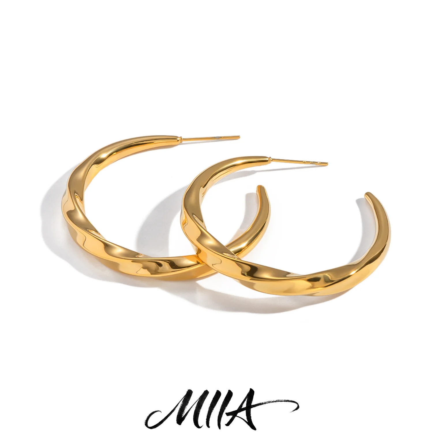 Miia Nordic Minimalist Stainless Steel Earrings Non-Fading Waterproof Geometric Hoop Earrings for Women Fashionable Casual Style
