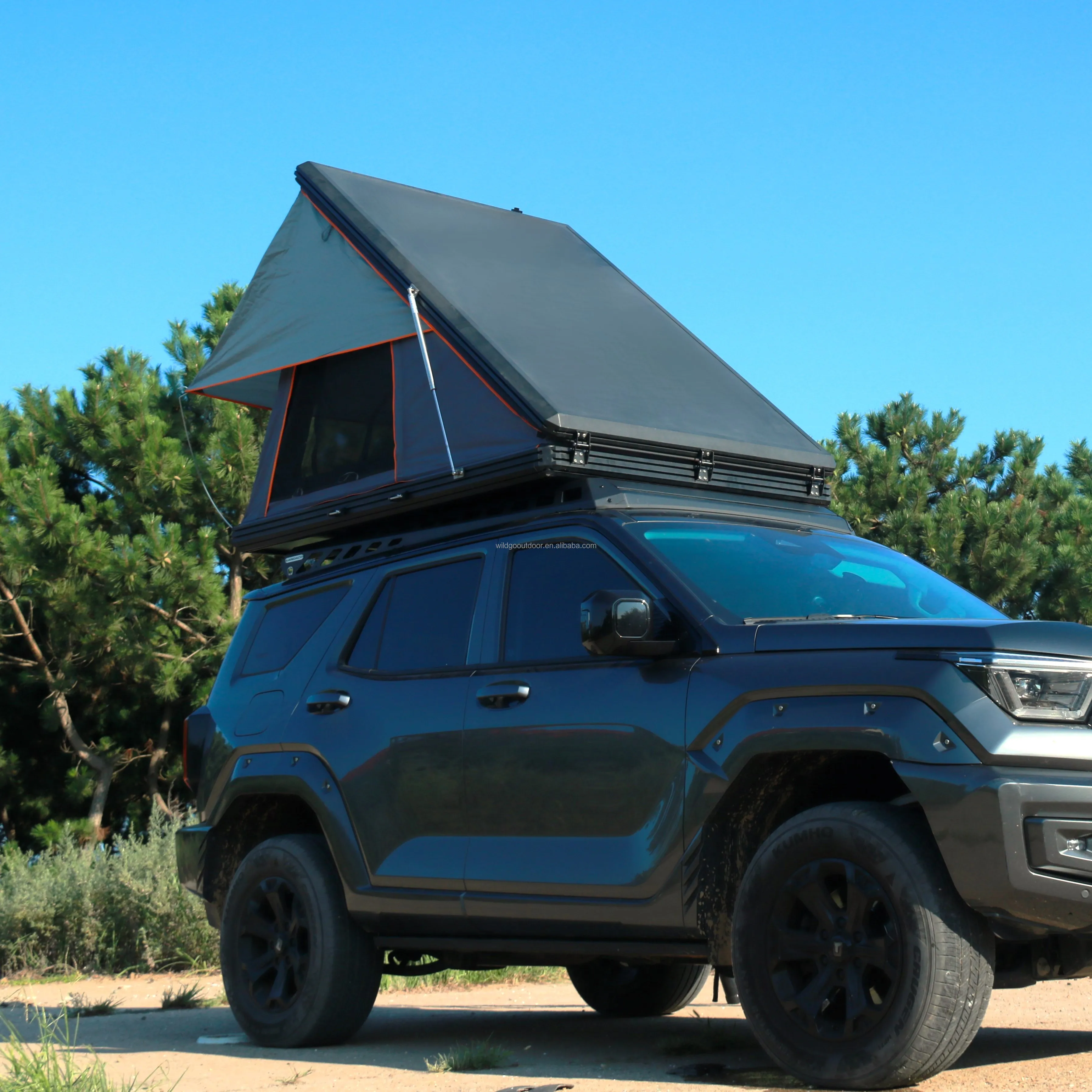 

Палатка на крышу Wildgo: легкая, алюминиевая, с простой установкой, жестким верхом, увеличенным пространством, для внедорожников 4x4, всесезонная, с автоматическим открыванием