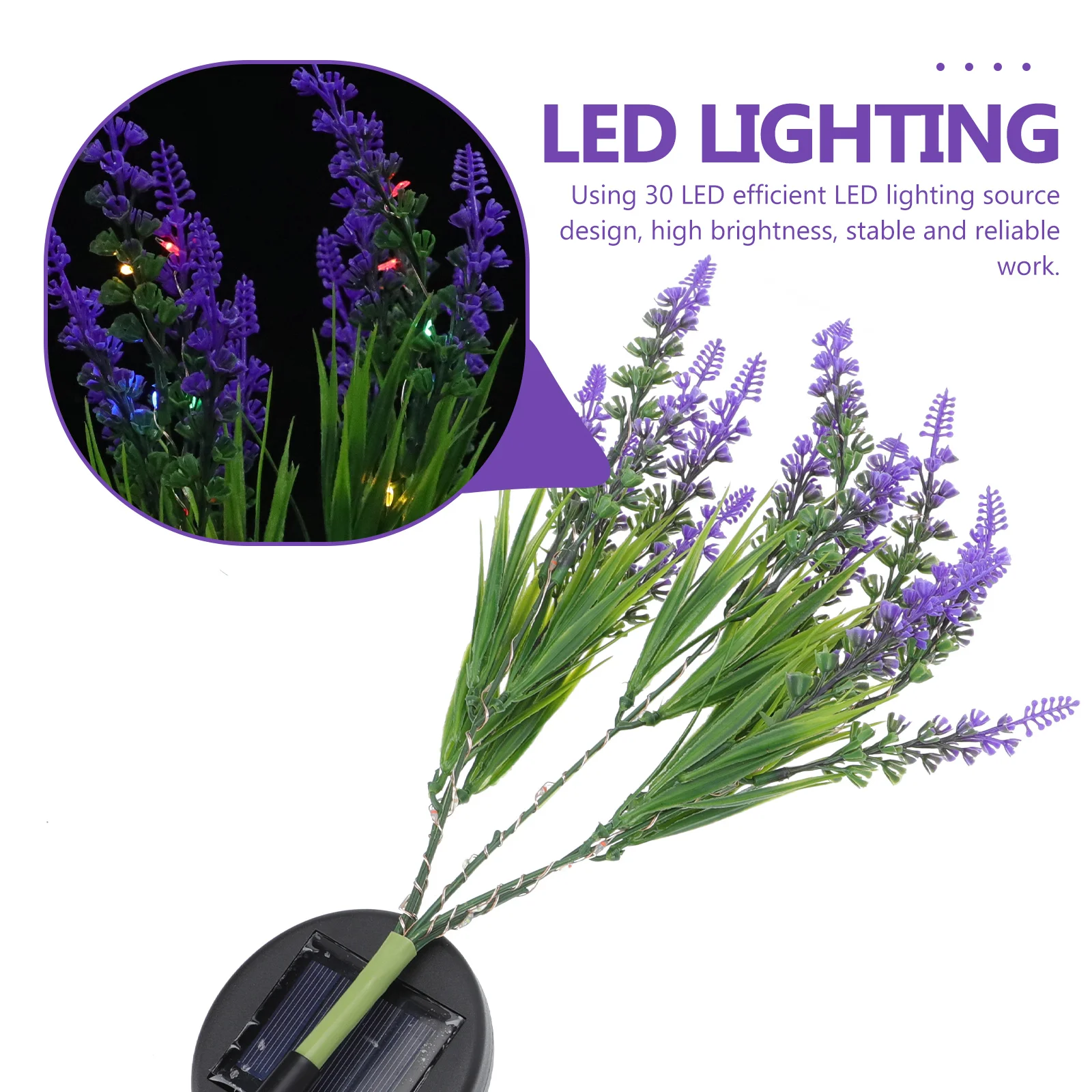 

1pc Solar Lawn Insert Lamp Lavender Flower Design Durable Energy Saving Outdoor Garden Light Stake Ground Light Yard Landscape