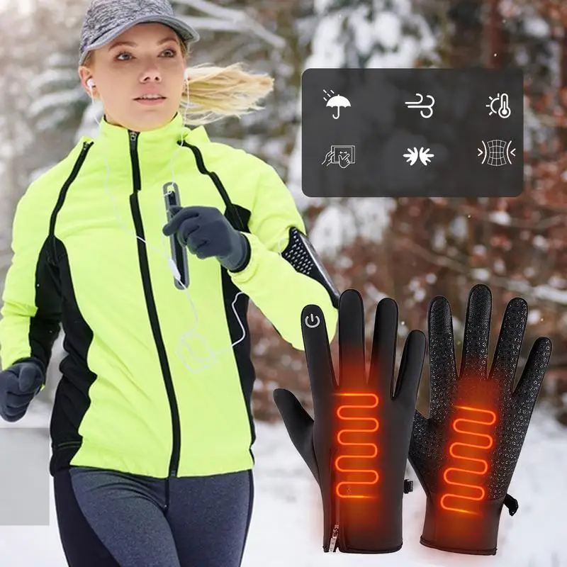 Guanti touch screen USB Guanti da moto riscaldati impermeabili Ciclismo Corsa Sci Guanti invernali Escursionismo Camminare Guanto antiscivolo