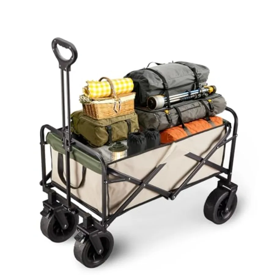 

Collapsible Folding Wagon Cart 480LBS Heavy Duty Large Utility with Wheels Compact Fold for Camping Picnic Garden Beach Shoppin