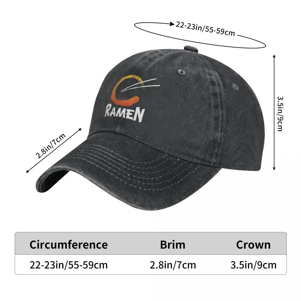 Ramen Chopsticks Baseball Cap Orange Logo Stylish Men Adult Washed Trucker Hat Adjustable Custom DIY Tennis Skate Baseball Caps